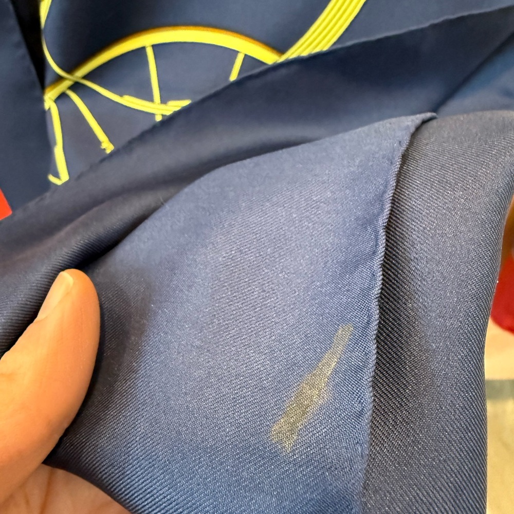 Authentic Hermes Elegant Blue and Gold Silk Scarf - Picture 10 of 10